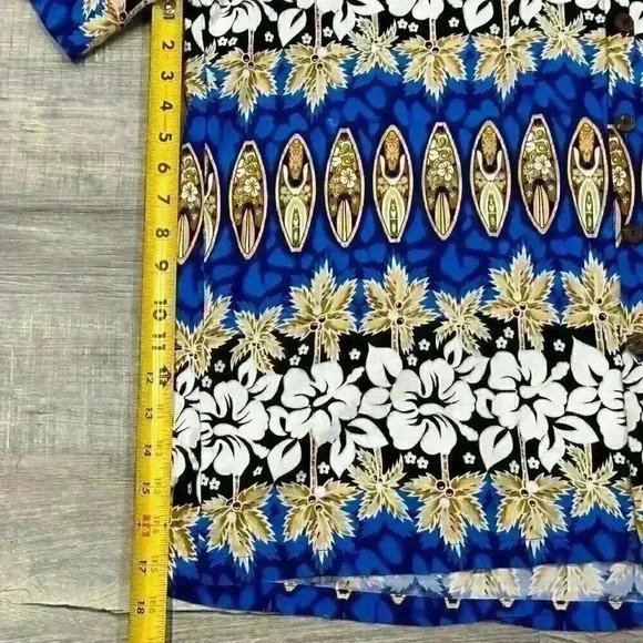 Aloha Hut Mens Hawaiian Button Up Short Sleeve Shirt Sz XL Blue - Mint EUC - Picture 8 of 14